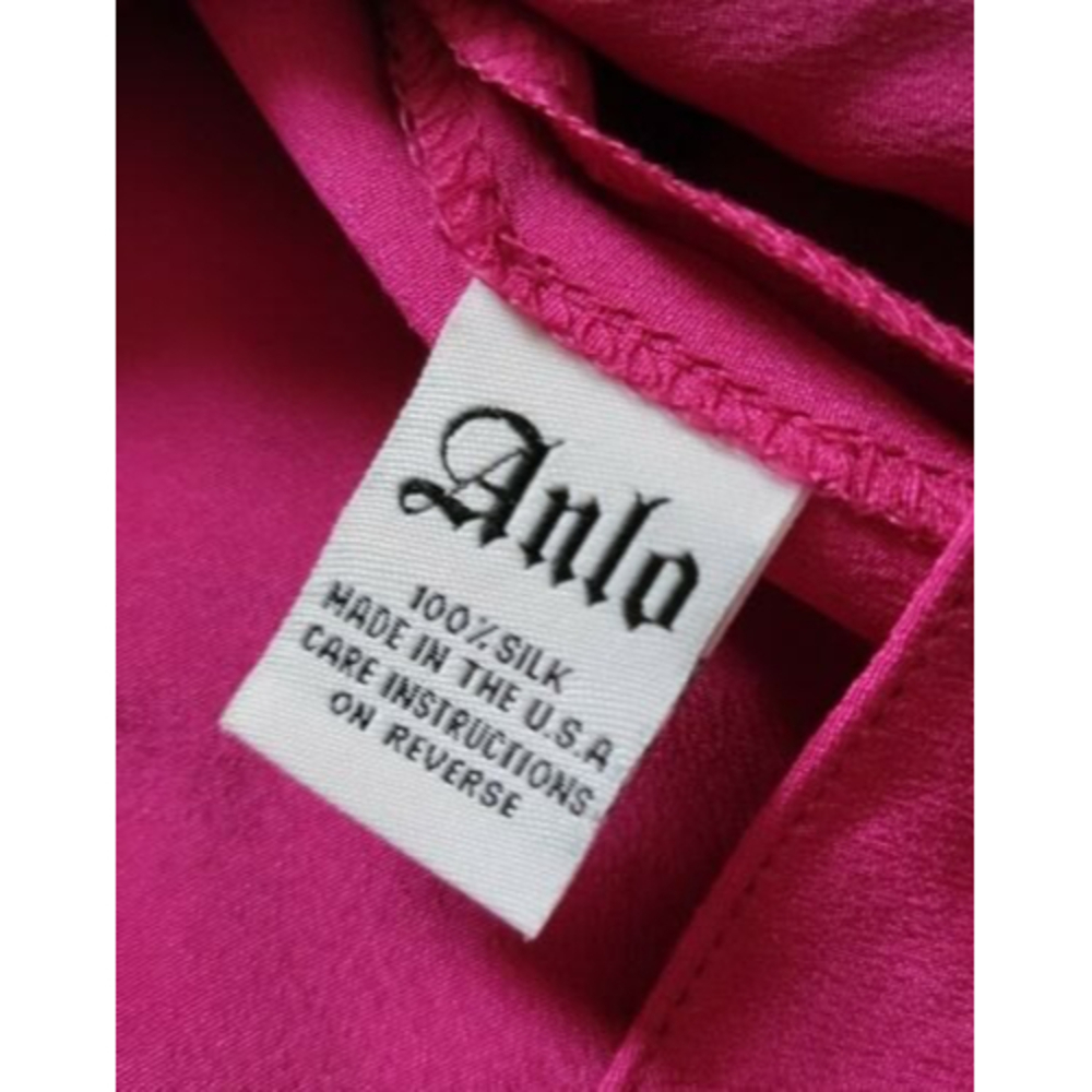 Vintage Anlo 100% Silk Fuchsia Pink One Shoulder Dress Size S - Picture 12 of 12